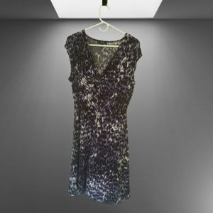 Knee length leopard pattern purple and black dress